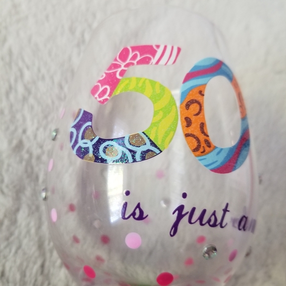 NIB LOLITA 50 Is Just A Number Hand Painted Wine Glass 15 OZ - Picture 8 of 14